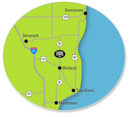 Map to Good Times Mishicot
